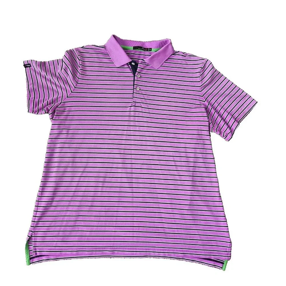 RLX Ralph Lauren Golf Polo Dry Fit Striped Club Shirt Mens SZ XXL Purple